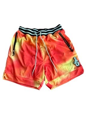 John Geiger Men's Athletic Gradient Orange-Yellow designer shorts